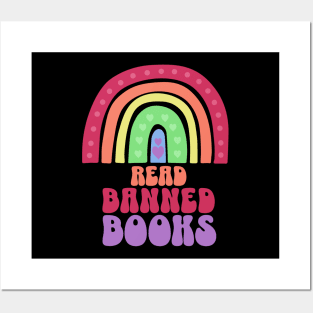 Read Banned Books LGBTQ Pride Boho Rainbow Posters and Art